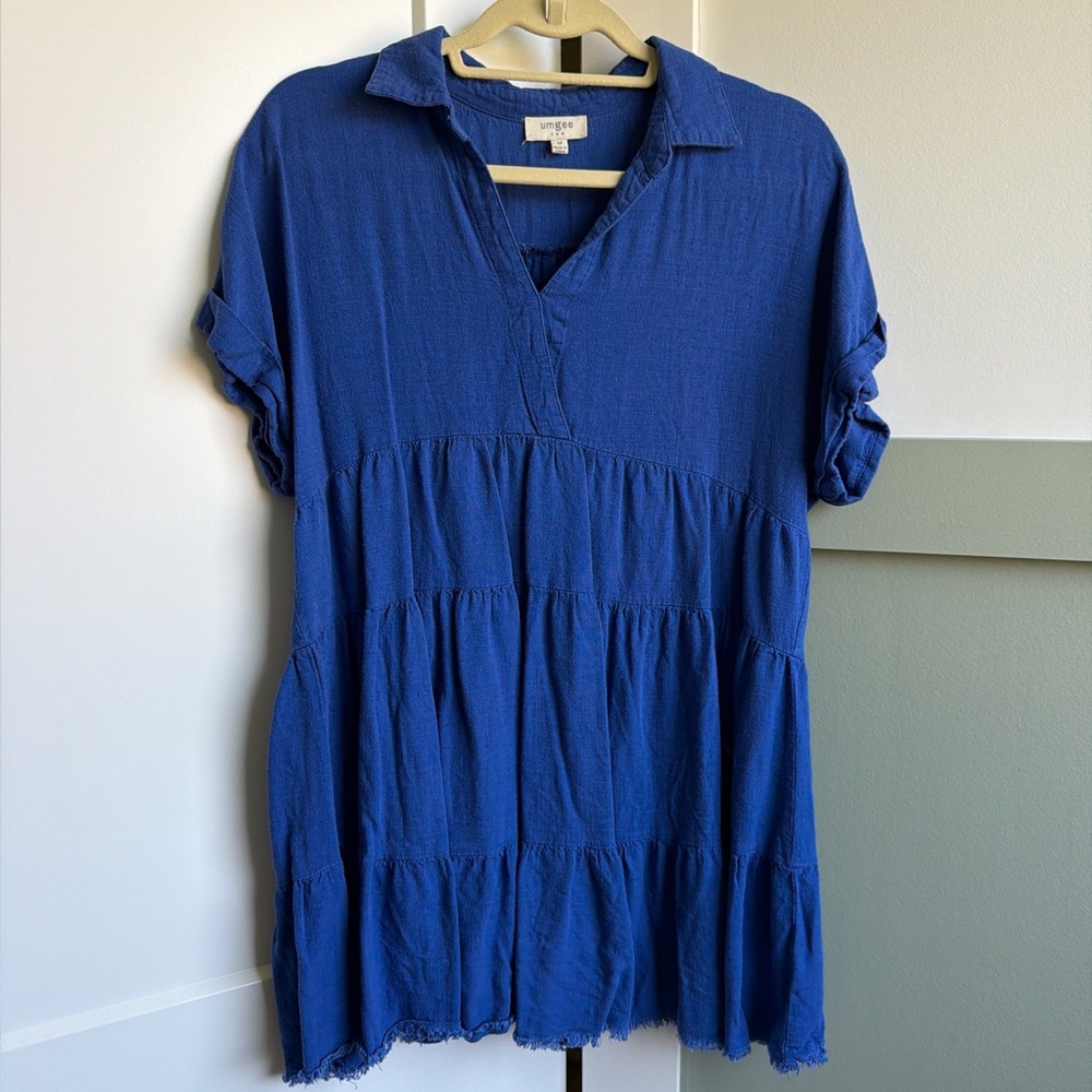 Umgee Babydoll Mini Dress Cotton/Linen Blend!